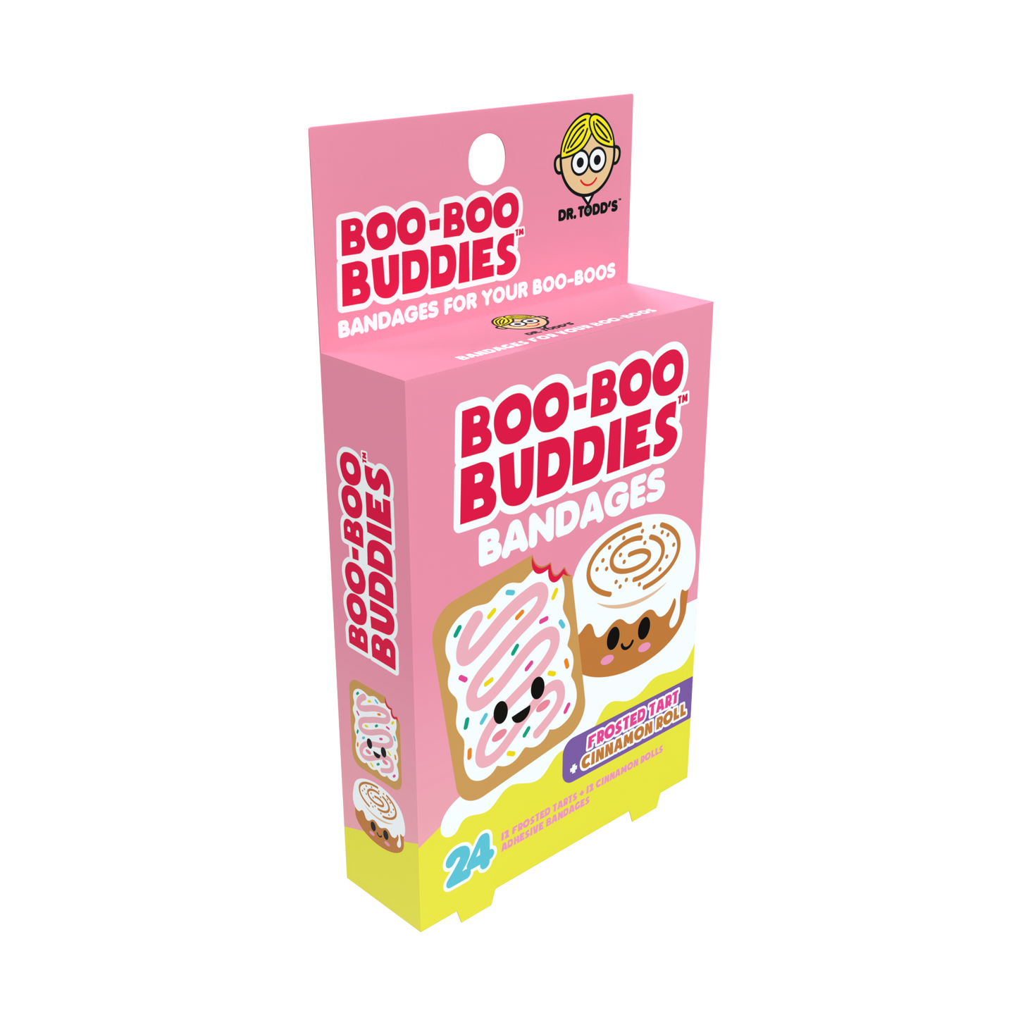 Frosted Tart & Cinnamon Roll Bandages for Kids – Waterproof, Latex-Free, 24 Count | Dr. Todd’s Boo-Boo Buddies®