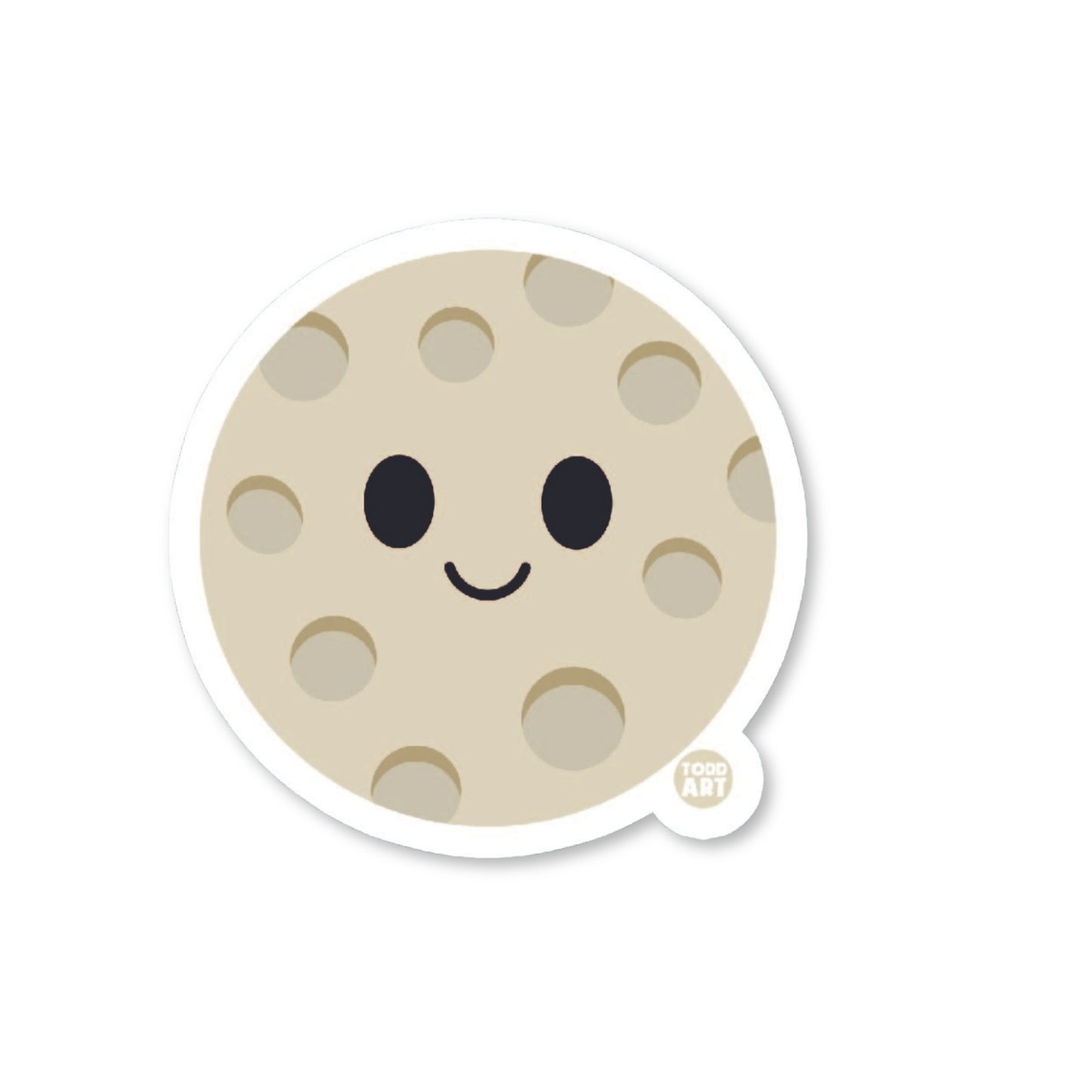 Smiling full moon sticker with crater details and sweet expression
