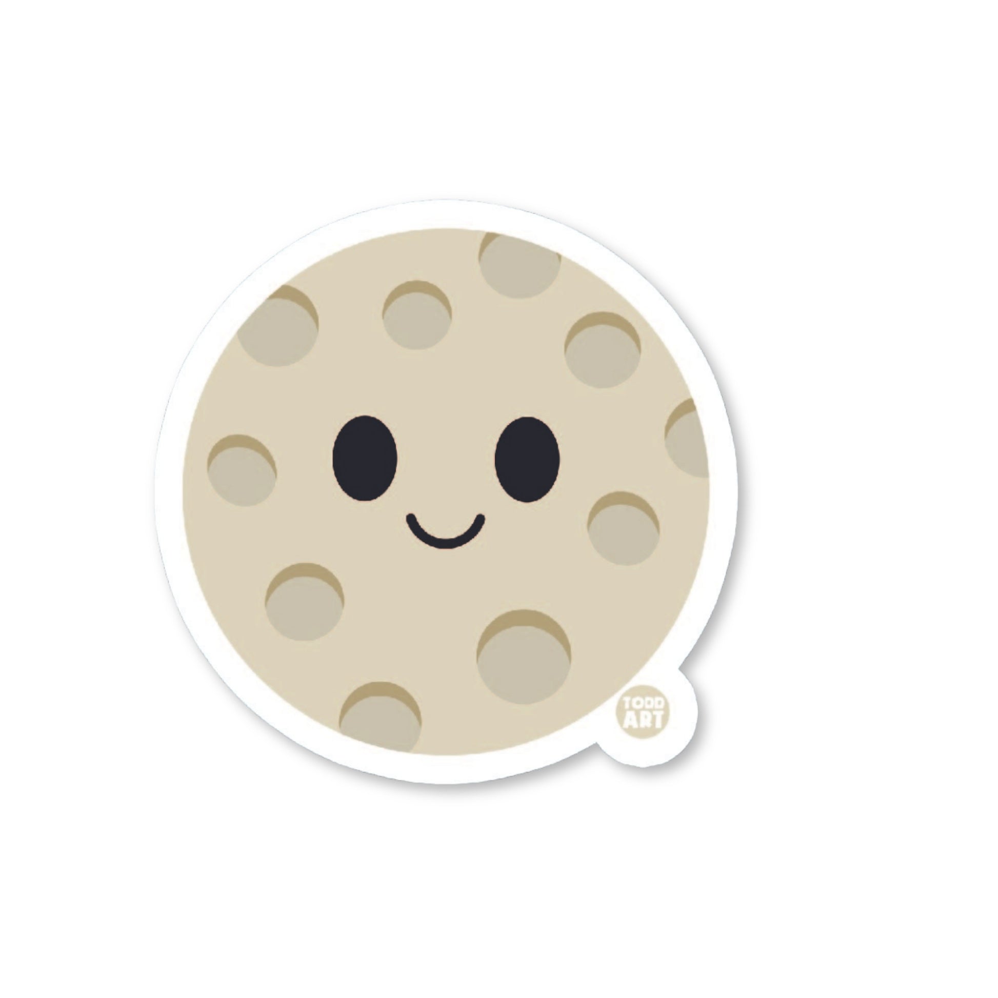 Smiling full moon sticker with crater details and sweet expression
