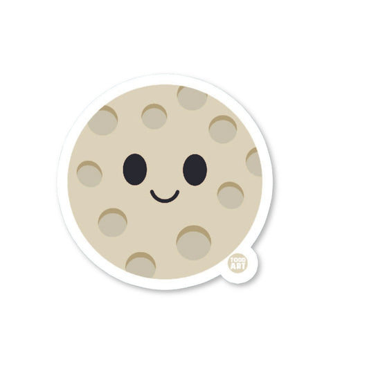 Smiling full moon sticker with crater details and sweet expression
