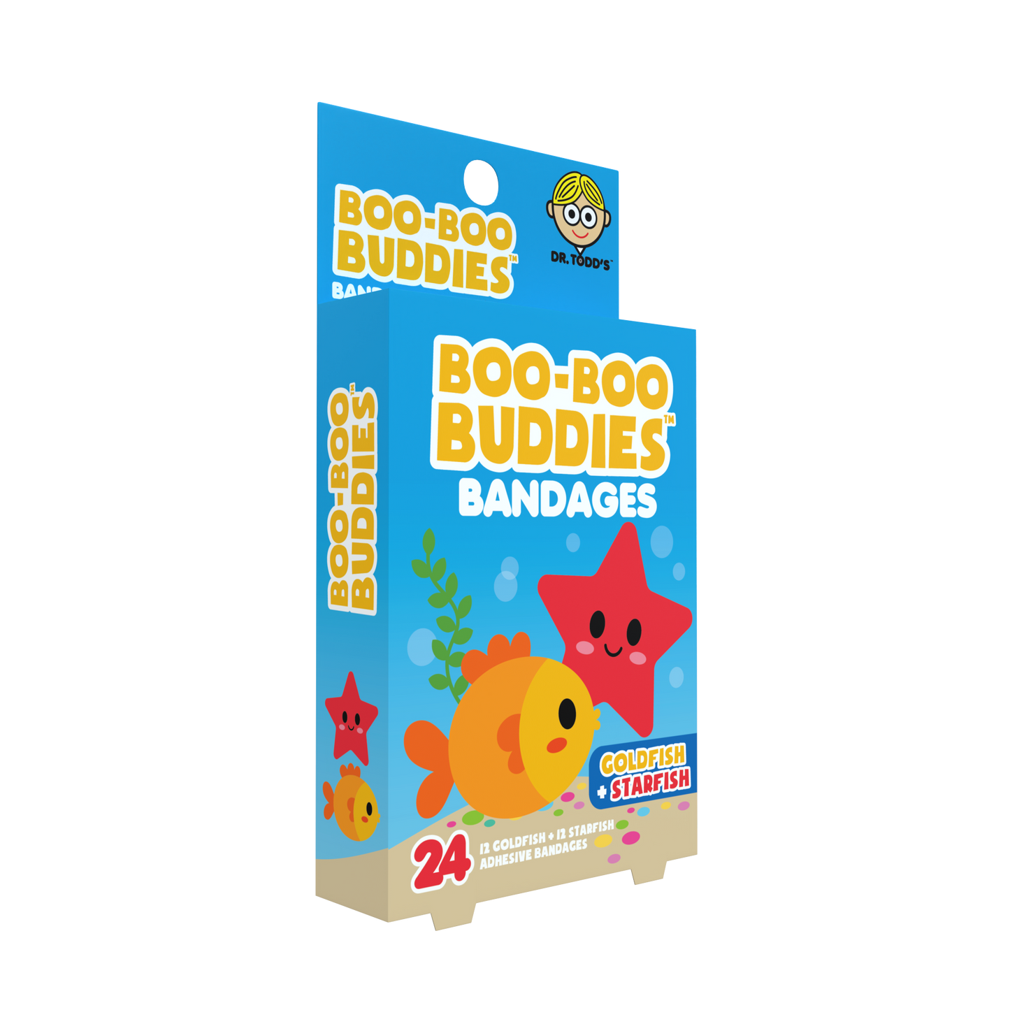 Goldfish & Starfish Bandages for Kids – Waterproof, Latex-Free, 24 Count