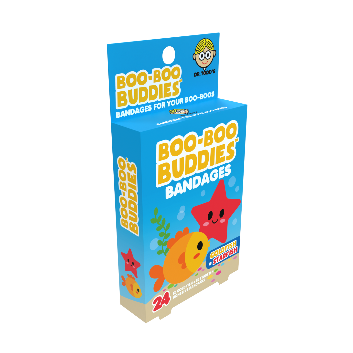 Goldfish & Starfish Bandages for Kids – Waterproof, Latex-Free, 24 Count