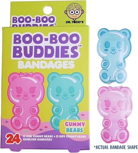 2-Pack Boo Boo Buddies™ Gummy Bear, Frosted Tart & Cinnamon Roll Bandages – 48 Ct | Fun, Food-Themed Waterproof Bandages for Kids | Latex-Free, Hypoallergenic, Perfect for Sensitive Skin & First Aid Kit