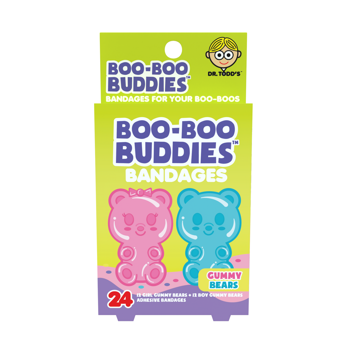 2-Pack Gummy Bears and Frosted Tart + Cinnamon Roll Bandages – 24 Pack each  | Fun Shapes, Waterproof & Latex-Free