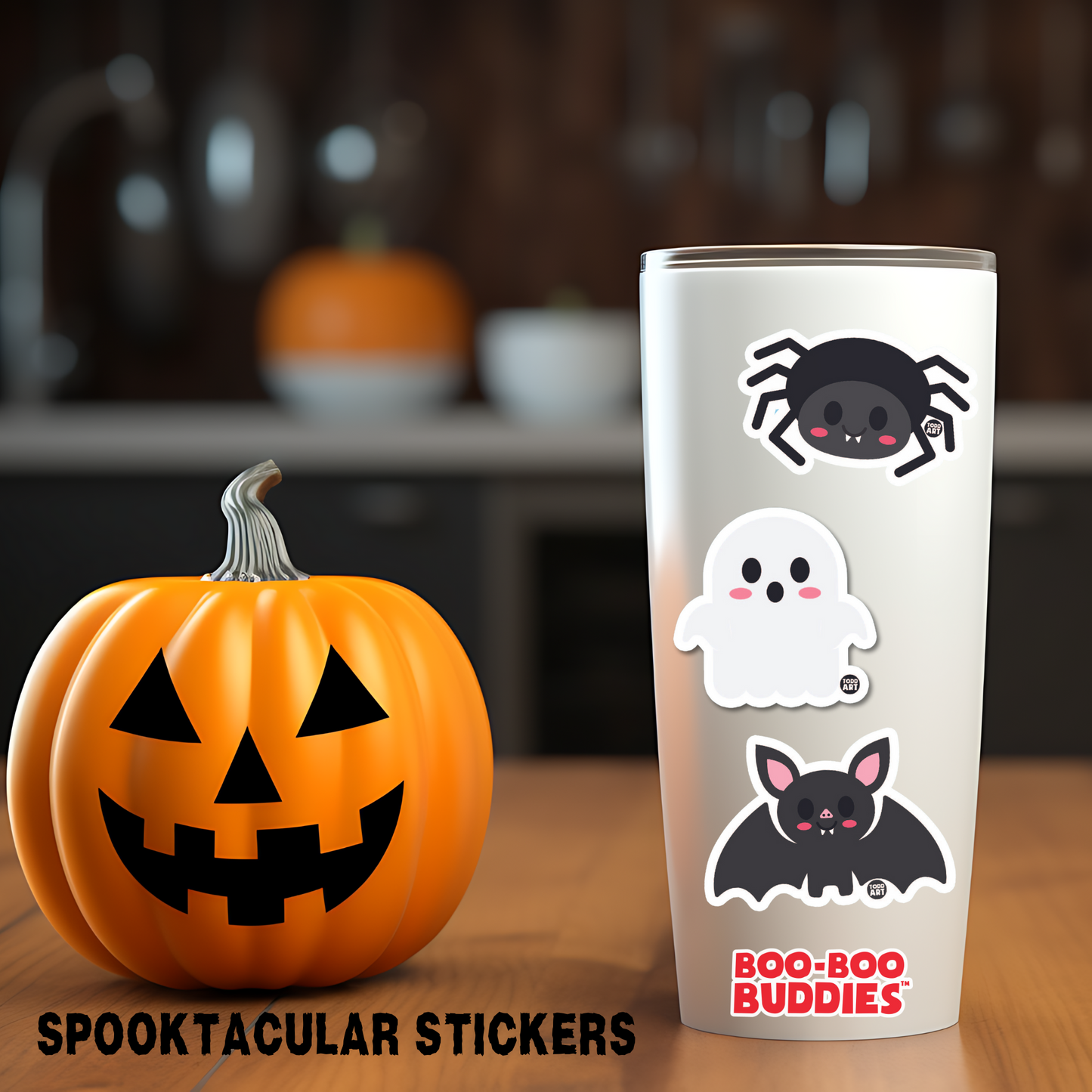 Boo Boo Buddies™ Vacuum Cleaner Sticker – Cute Kawaii Vinyl Sticker, Waterproof Glossy 3″