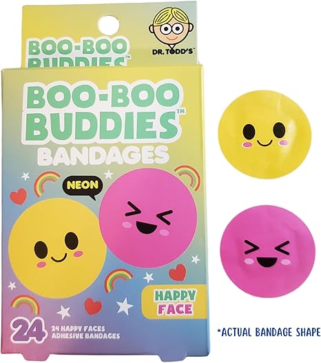 2-Pack Boo Boo Buddies™ Happy Faces + Toilet Paper & Poop Bandages Bundle – 48 Ct Total | Fun Latex-Free, Waterproof Kids Bandages for First Aid Kits and Sensitive Skin