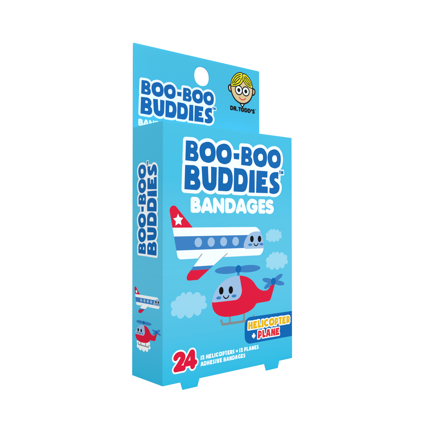 Helicopter & Plane Bandages for Kids – Waterproof, Latex-Free, 24 Count | Dr. Todd’s Boo-Boo Buddies®s