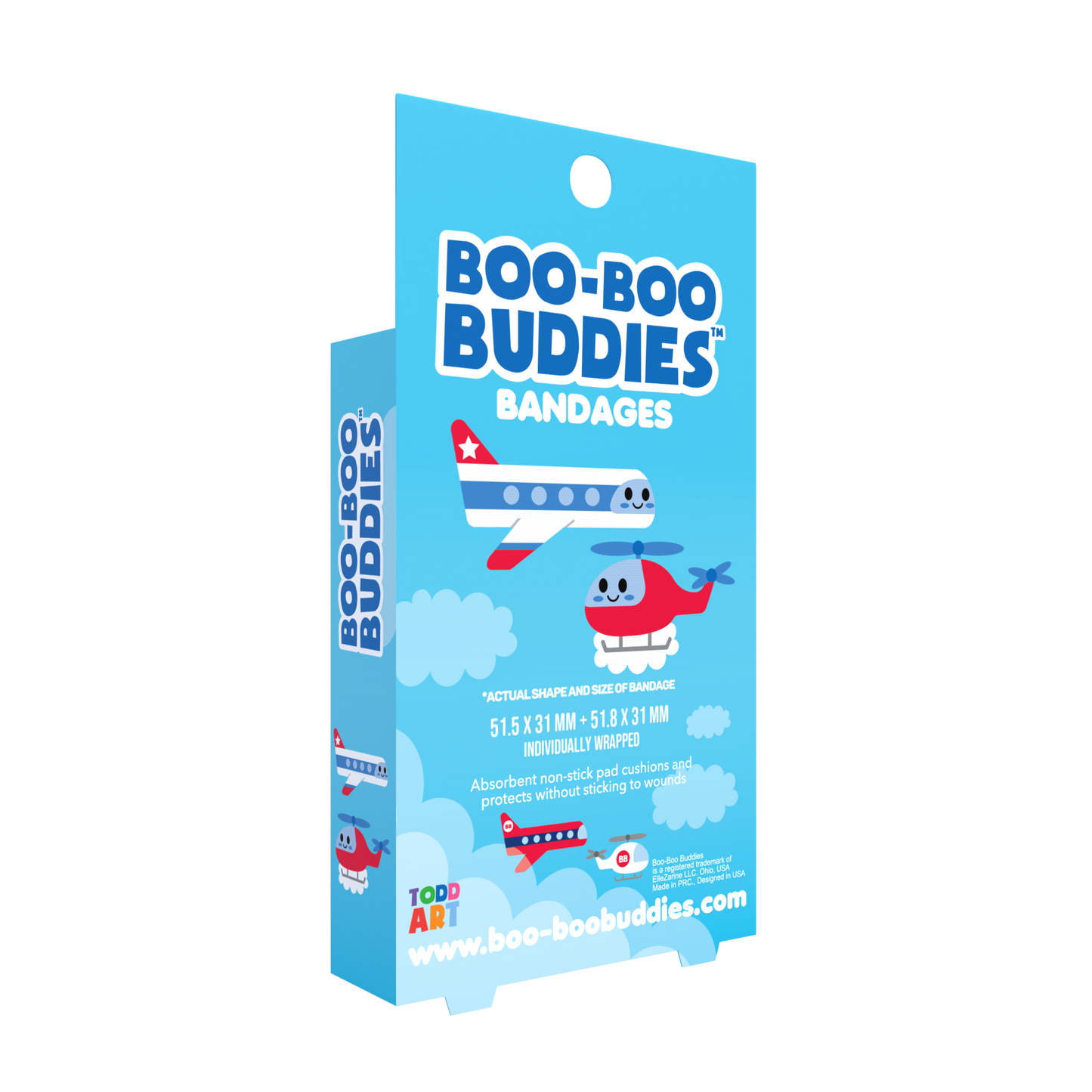 Helicopter & Plane Bandages for Kids – Waterproof, Latex-Free, 24 Count | Dr. Todd’s Boo-Boo Buddies®s