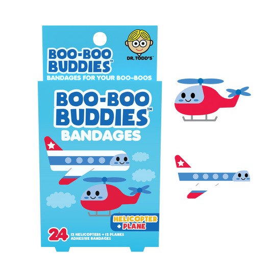 Helicopter & Plane Bandages for Kids – Waterproof, Latex-Free, 24 Count | Dr. Todd’s Boo-Boo Buddies®s