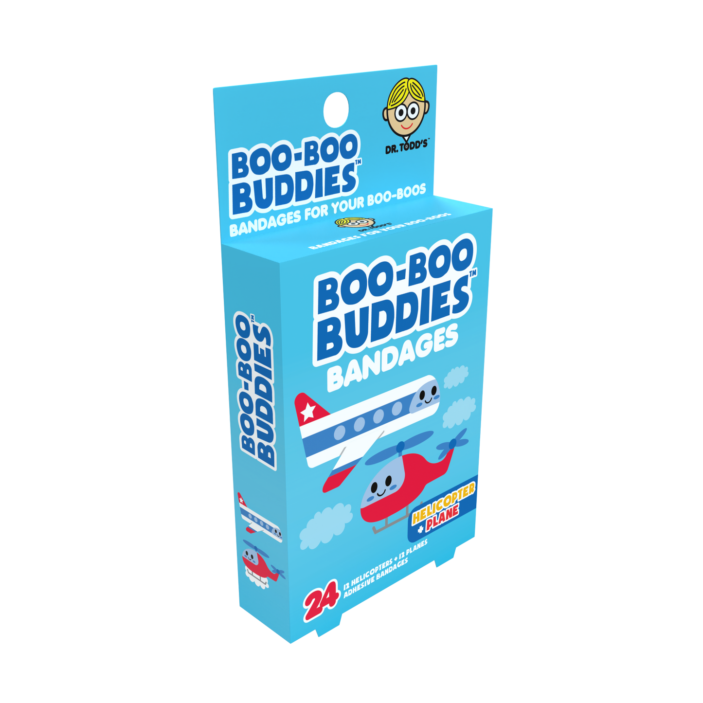 Helicopter & Plane Bandages for Kids – Waterproof, Latex-Free, 24 Count | Dr. Todd’s Boo-Boo Buddies®s