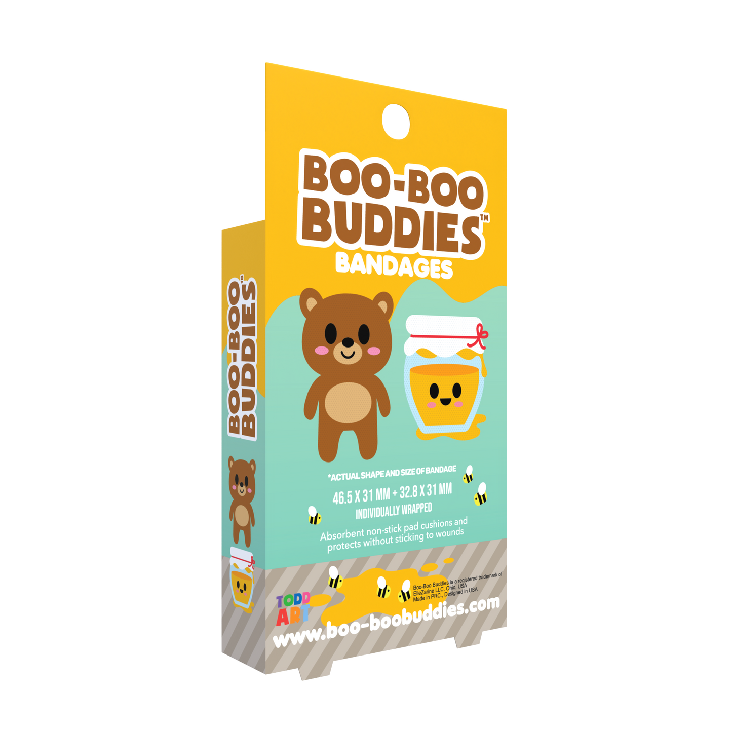 Honey Pot & Bear Bandages for Kids – Waterproof, Latex-Free, 24 Count | Dr. Todd’s Boo-Boo Buddies®