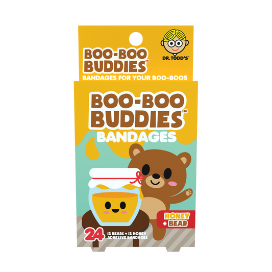 Honey Pot & Bear Bandages for Kids – Waterproof, Latex-Free, 24 Count | Dr. Todd’s Boo-Boo Buddies®
