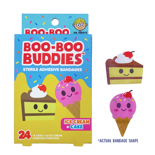 Ice Cream & Cake Bandages for Kids – Waterproof, Latex-Free, 24 Count | Dr. Todd’s Boo-Boo Buddies®