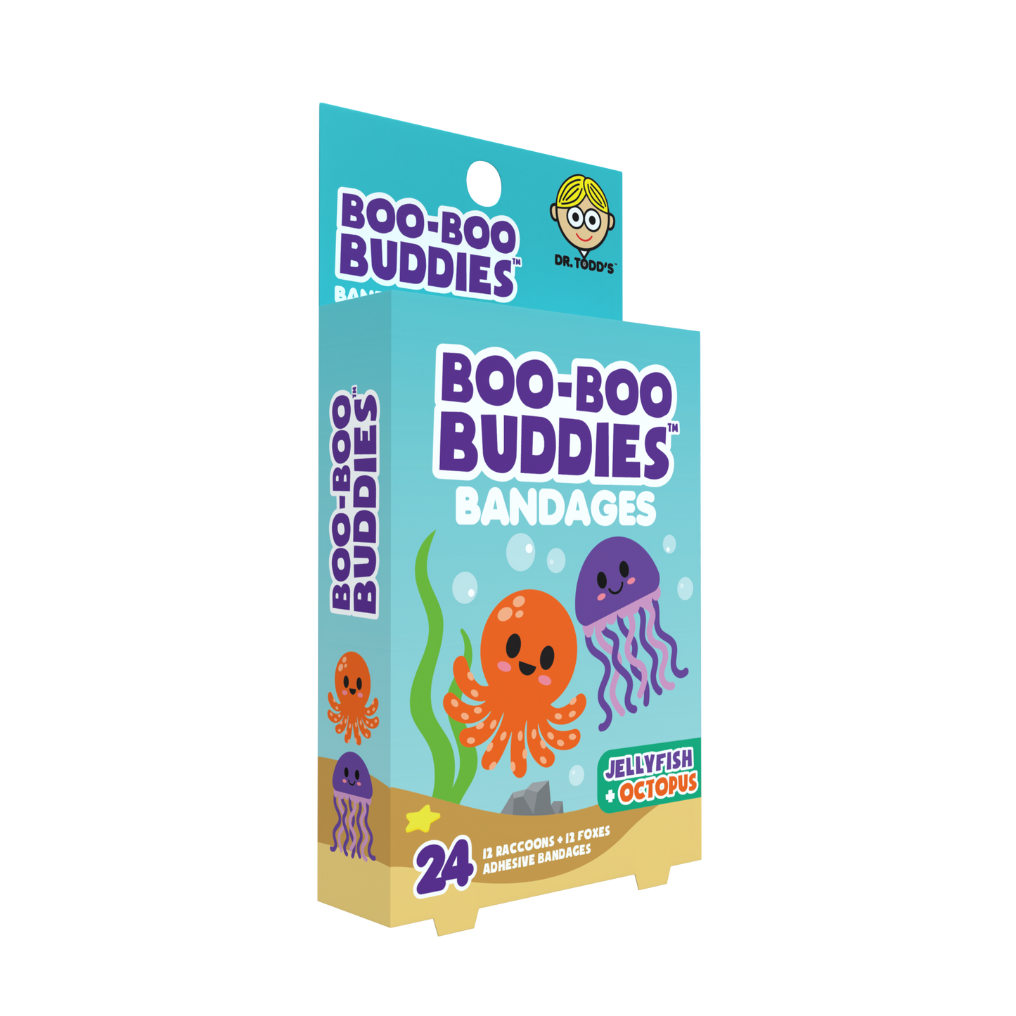Octopus & Jellyfish Bandages for Kids – Waterproof, Latex-Free, 24 Count