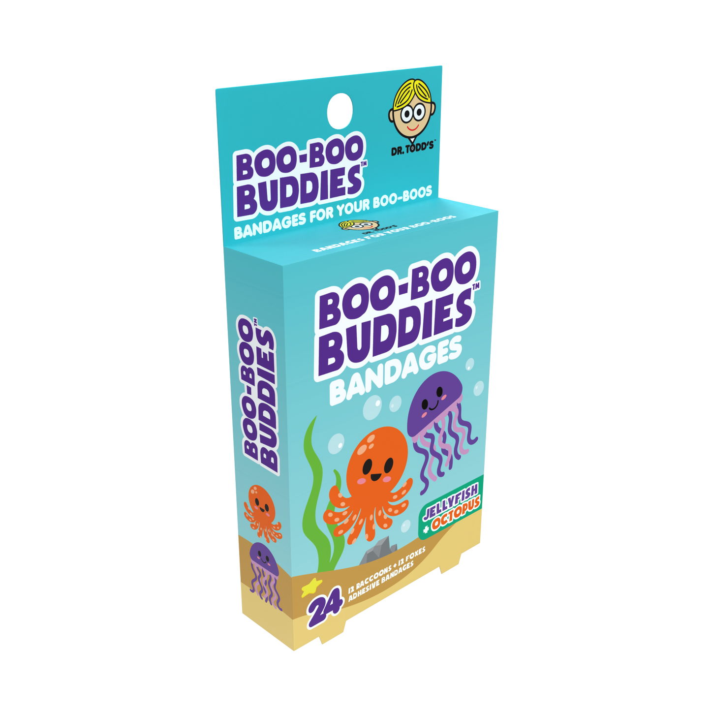 Octopus & Jellyfish Bandages for Kids – Waterproof, Latex-Free, 24 Count