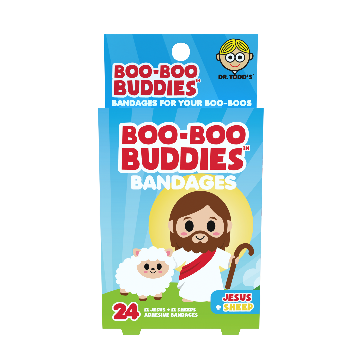 Jesus & Sheep Bandages for Kids – Waterproof, Latex-Free, 24 Count | Dr. Todd’s Boo-Boo Buddies®