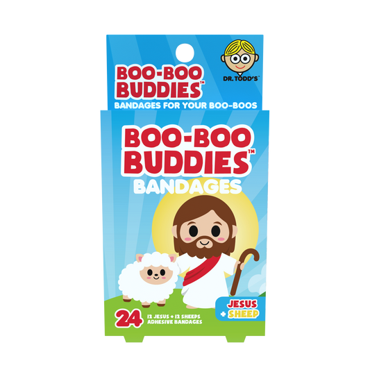 Jesus & Sheep Bandages for Kids – Waterproof, Latex-Free, 24 Count | Dr. Todd’s Boo-Boo Buddies®