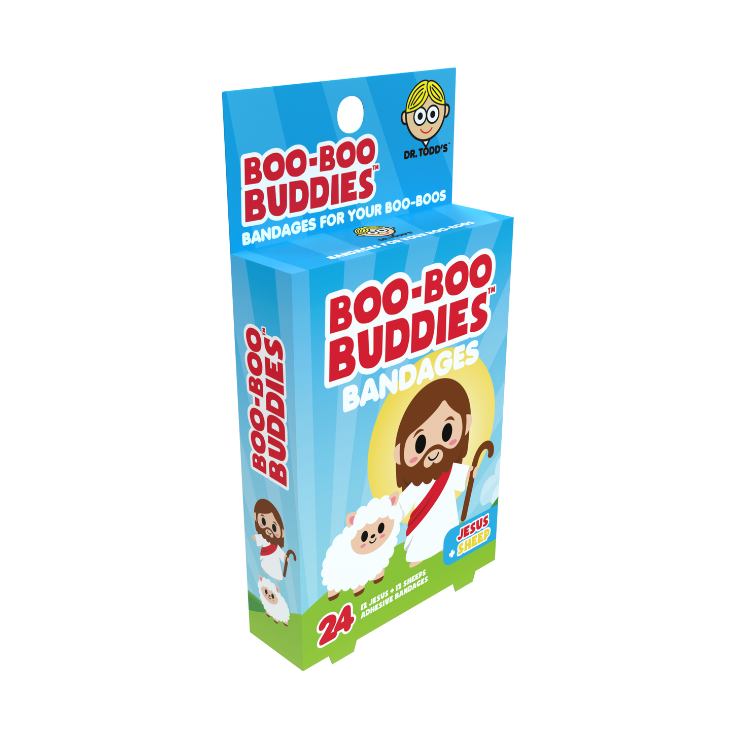 Jesus & Sheep Bandages for Kids – Waterproof, Latex-Free, 24 Count | Dr. Todd’s Boo-Boo Buddies®