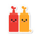 Two die-cut vinyl stickers featuring cartoonish ketchup and mustard bottles with faces on them, placed against a white background.