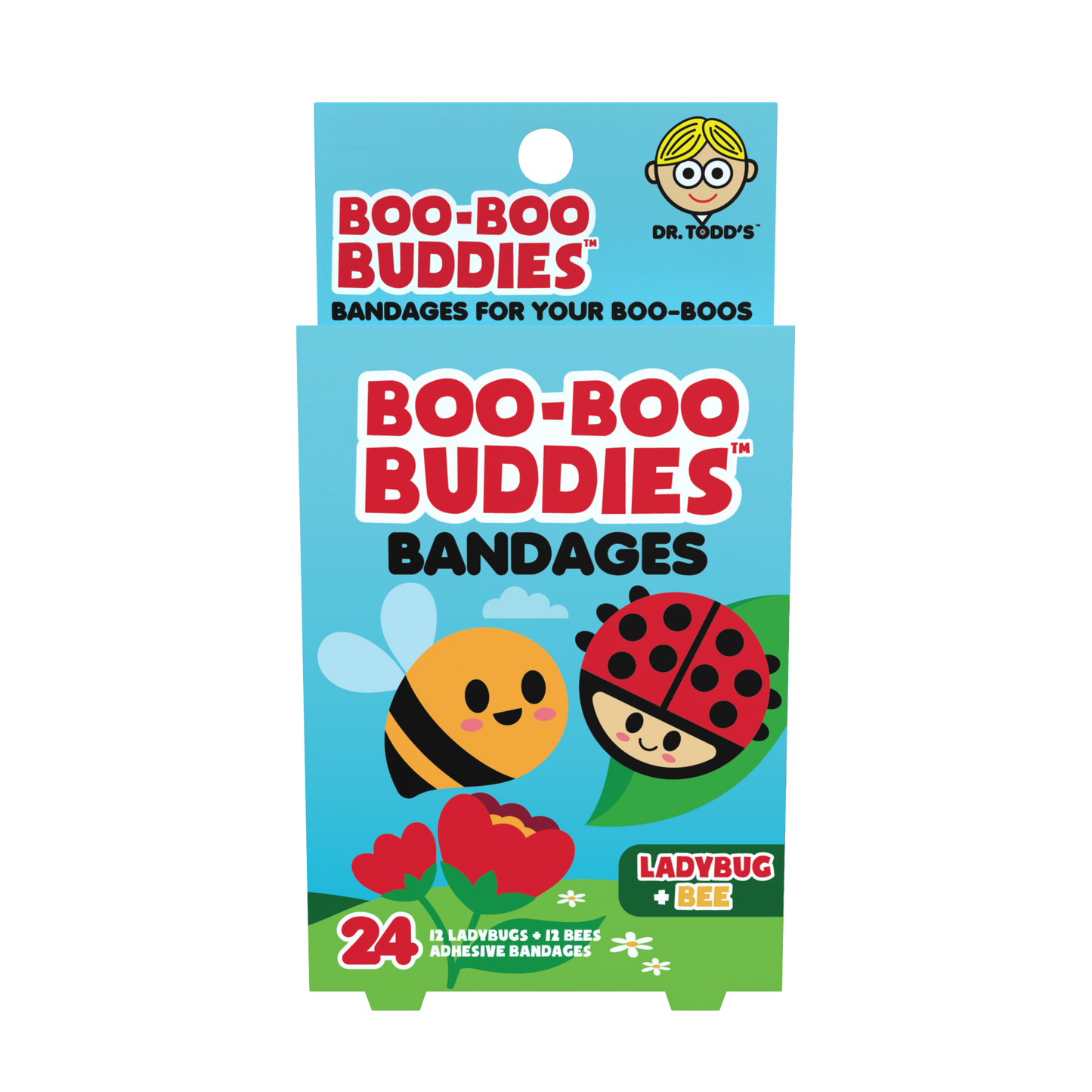 Ladybug & Bee Bandages for Kids – Waterproof, Latex-Free, 24 Count | Dr. Todd’s Boo-Boo Buddies®