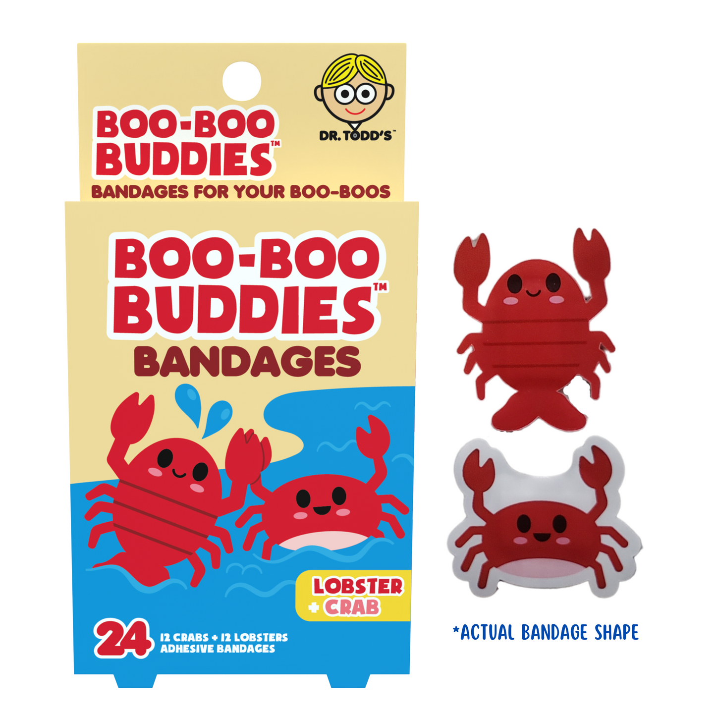 Lobster & Crab Bandages for Kids – Waterproof, Latex-Free, 24 Count