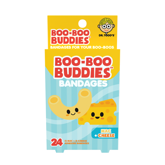 Mac & Cheese Bandages for Kids – Waterproof, Latex-Free, 24 Count