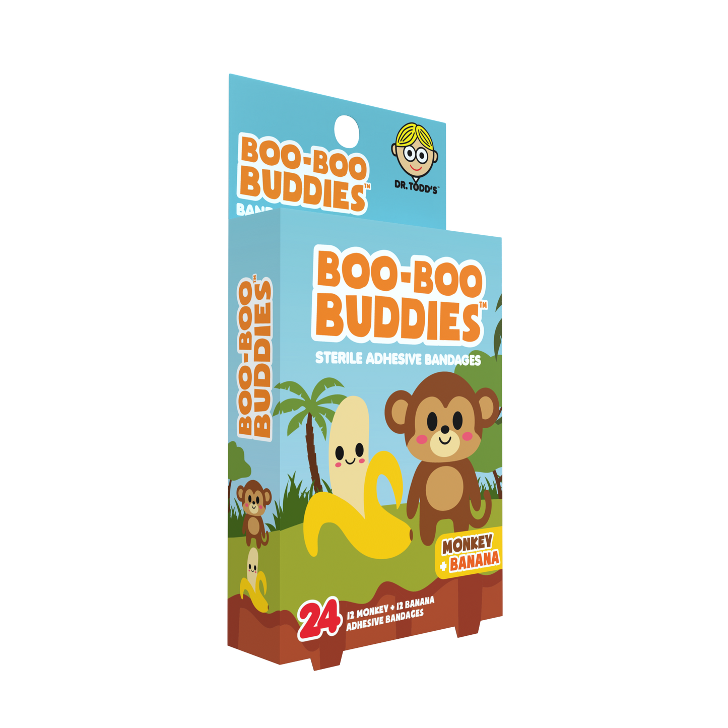 Monkey & Banana Bandages for Kids – Waterproof, Latex-Free, 24 Count