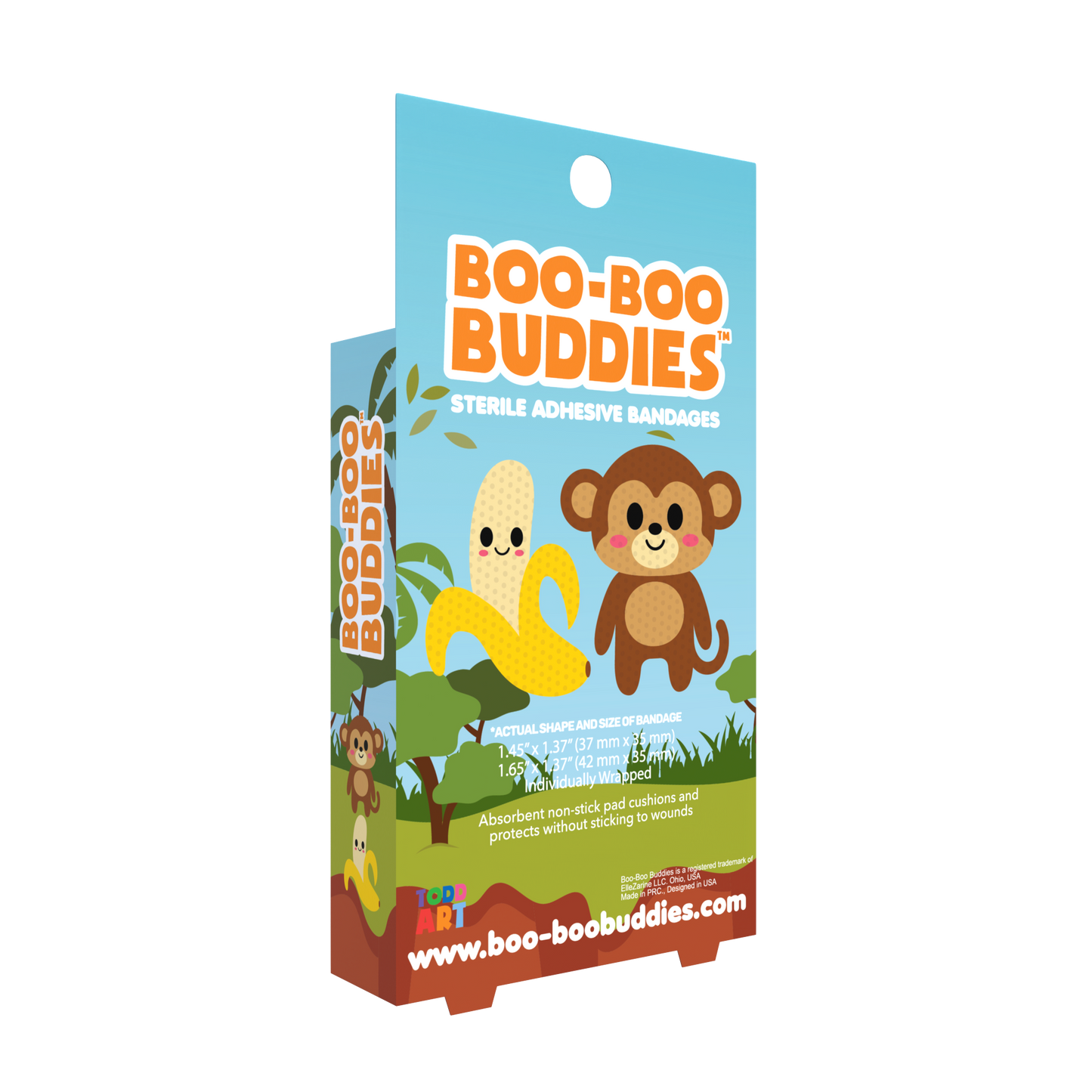 Monkey & Banana Bandages for Kids – Waterproof, Latex-Free, 24 Count