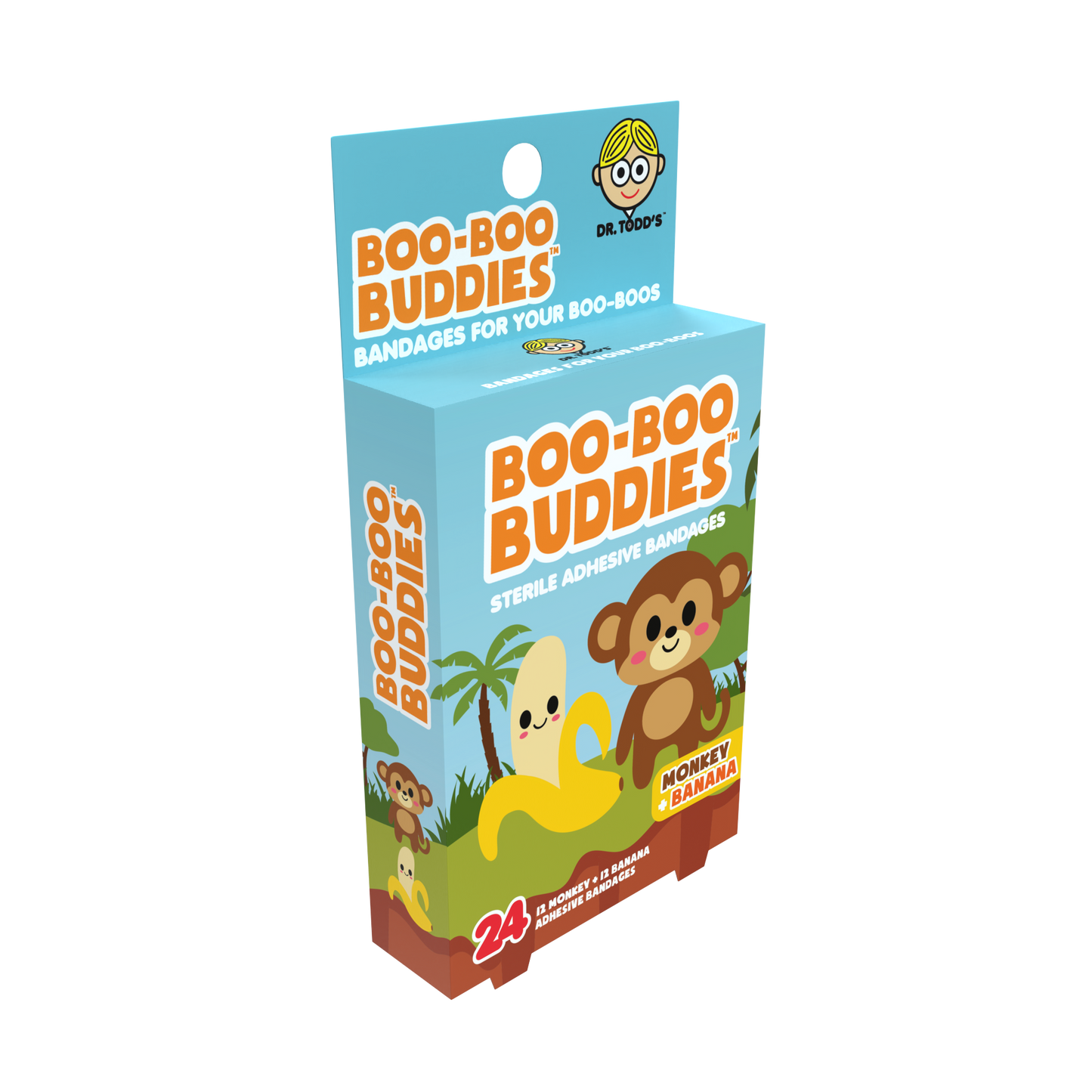 Monkey & Banana Bandages for Kids – Waterproof, Latex-Free, 24 Count