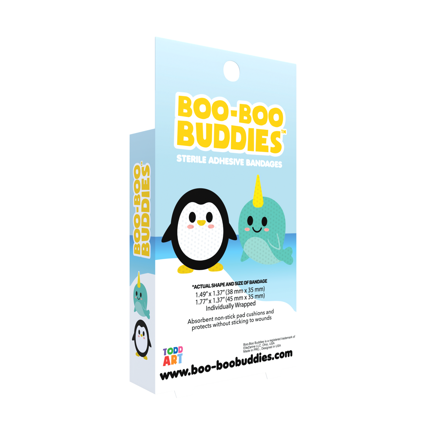 Narwhal & Penguin Bandages for Kids – Waterproof, Latex-Free, 24 Count