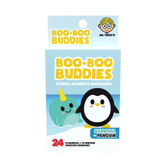 Narwhal & Penguin Bandages for Kids – Waterproof, Latex-Free, 24 Count