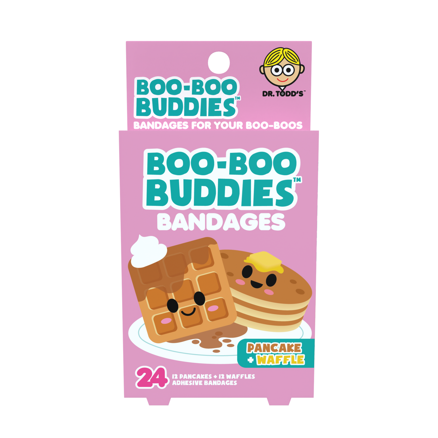Pancake & Waffle Bandages for Kids – Waterproof, Latex-Free, 24 Count | Dr. Todd’s Boo-Boo Buddies®