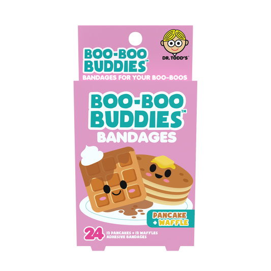Pancake & Waffle Bandages for Kids – Waterproof, Latex-Free, 24 Count