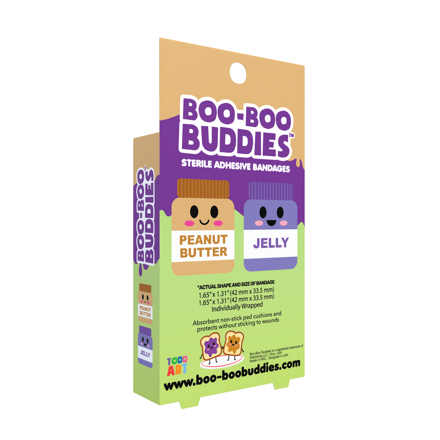 Peanut Butter & Jelly Bandages for Kids – Waterproof, Latex-Free, 24 Count