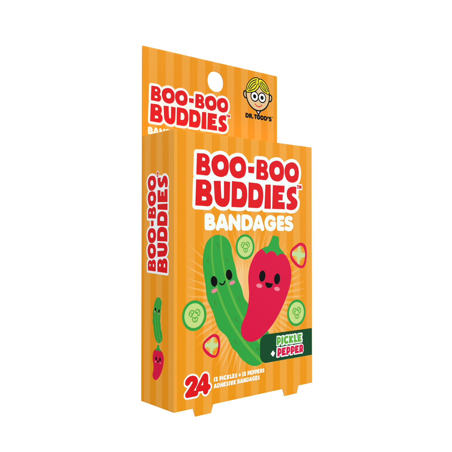 Pickle &  Pepper Bandages for Kids – Waterproof, Latex-Free, 24 Count | Dr. Todd’s Boo-Boo Buddies®