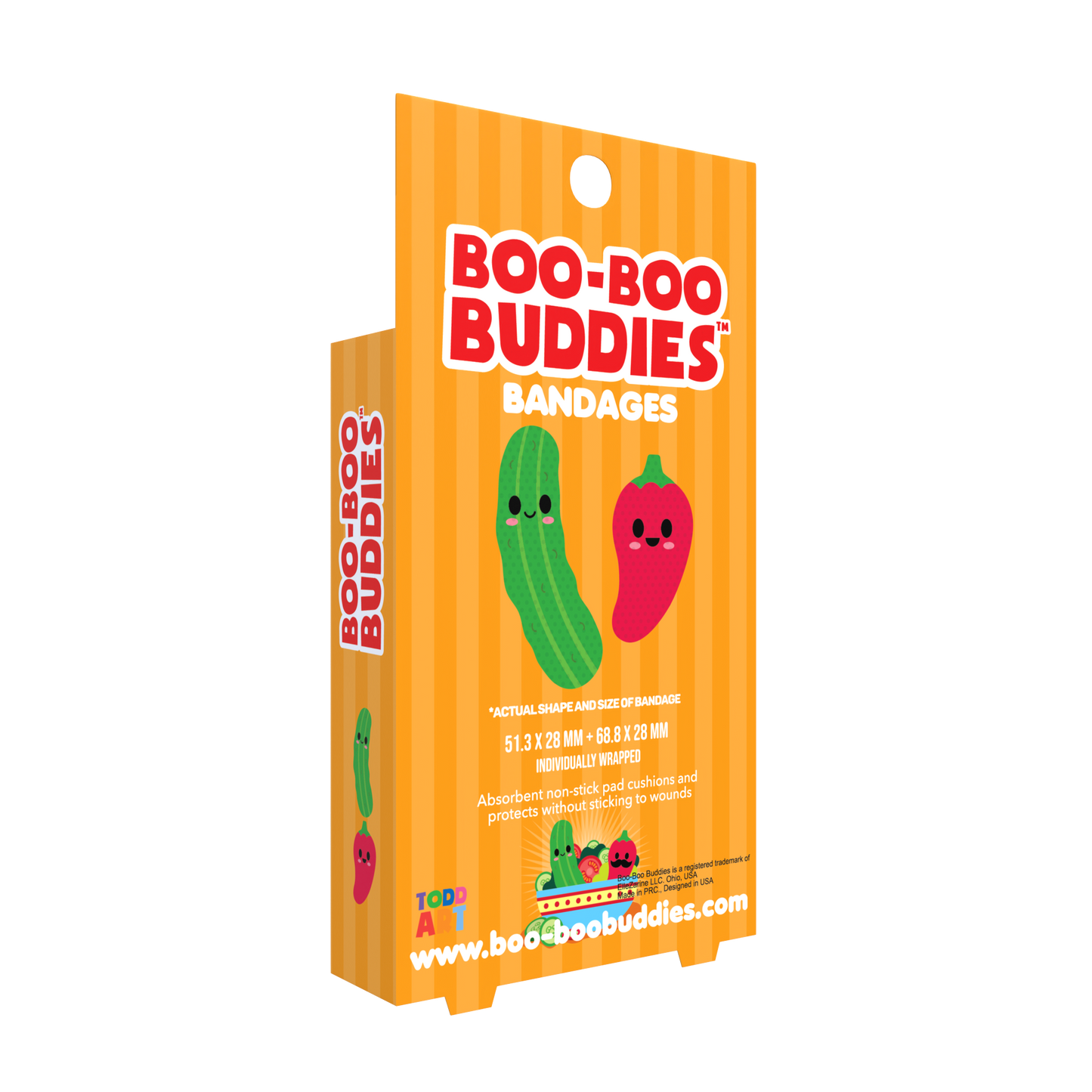 Pickle &  Pepper Bandages for Kids – Waterproof, Latex-Free, 24 Count | Dr. Todd’s Boo-Boo Buddies®