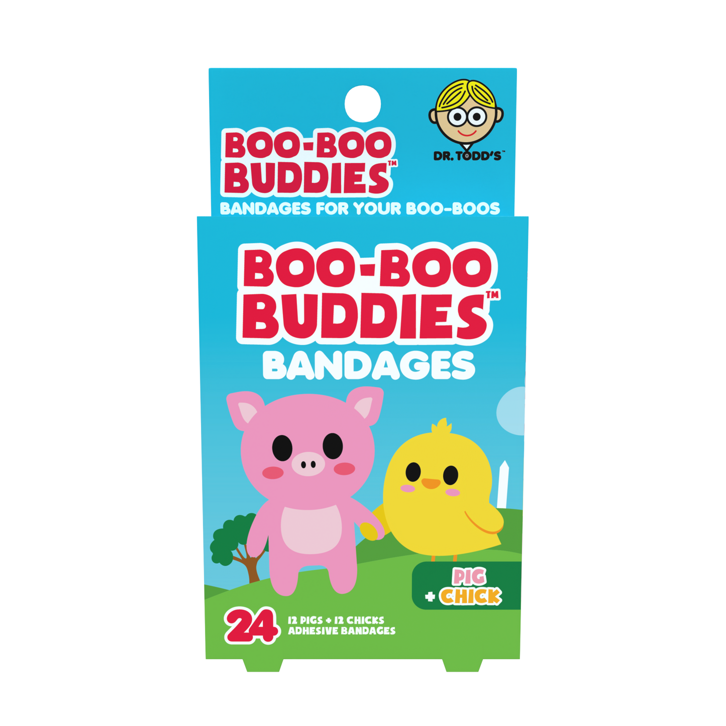 Pig & Chick Bandages for Kids – Waterproof, Latex-Free, 24 Count