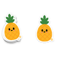 Two cute pineapple-shaped stickers with smiling faces on a white background