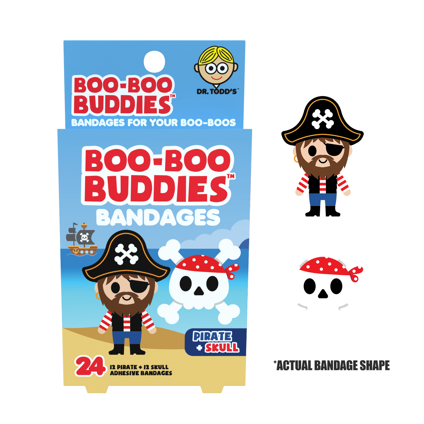 Boo Boo Buddies® Pirate & Skull Bandages – 24 Count | Adventure Kids Bandages | Free Shipping