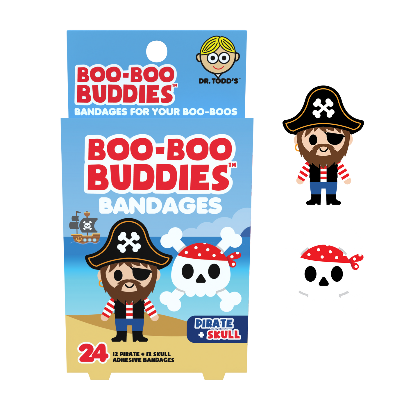 Boo Boo Buddies® Pirate & Skull Bandages – 24 Count | Adventure Kids Bandages | Free Shipping