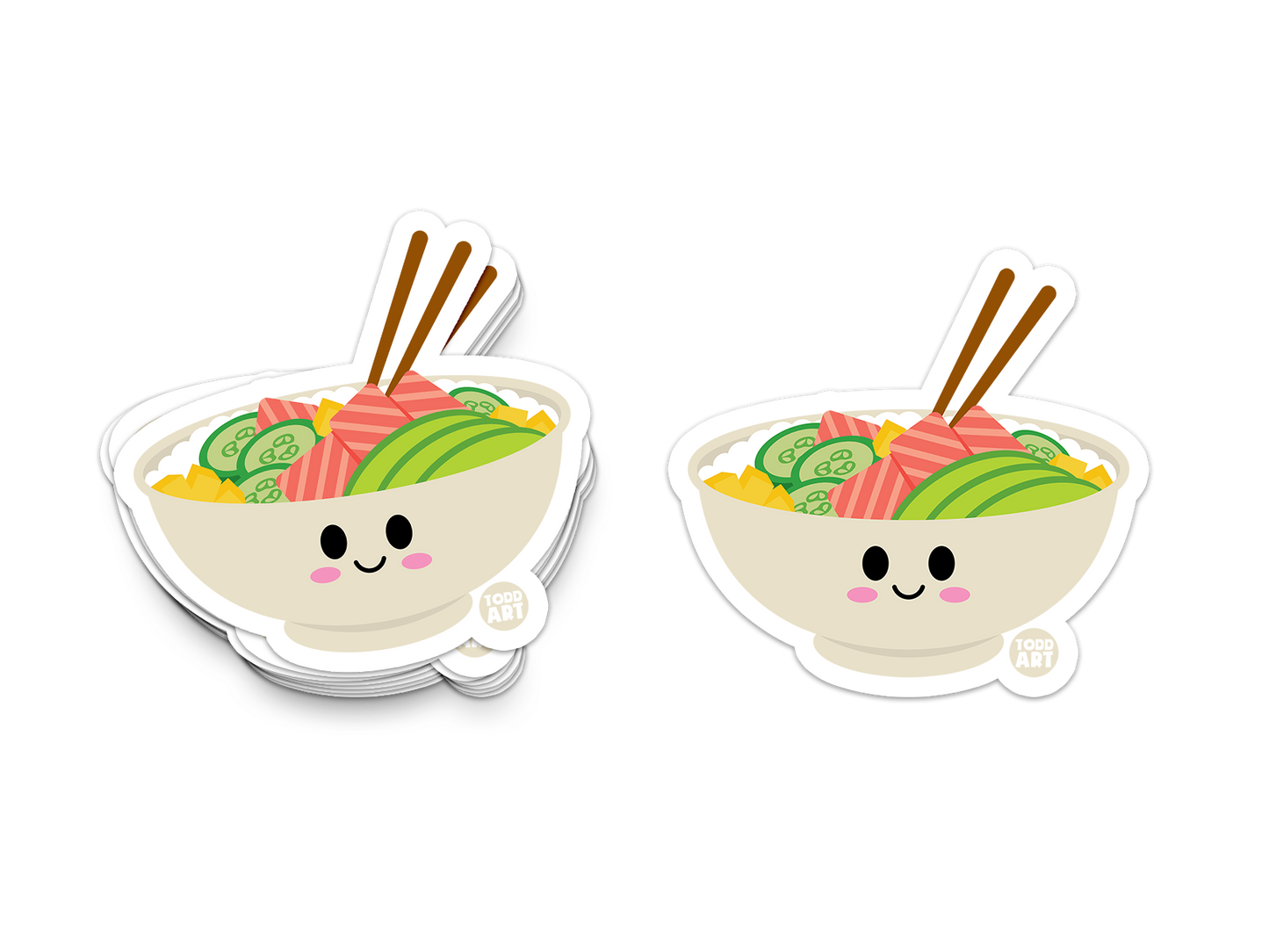Boo Boo Buddies™ Poke Bowl Vinyl Sticker – Cute Kawaii Poke Sushi Bowl Waterproof 3″ Die‑Cut