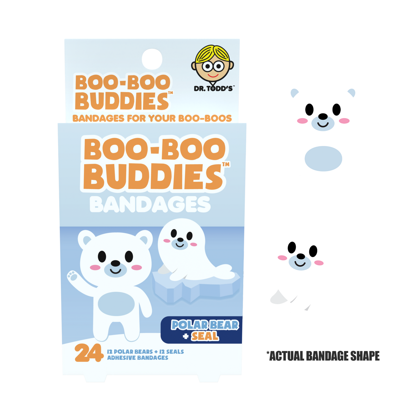 Boo Boo Buddies® Polar Bear & Seal Bandages – 24 Count | Arctic Kids Bandages | Free Shipping
