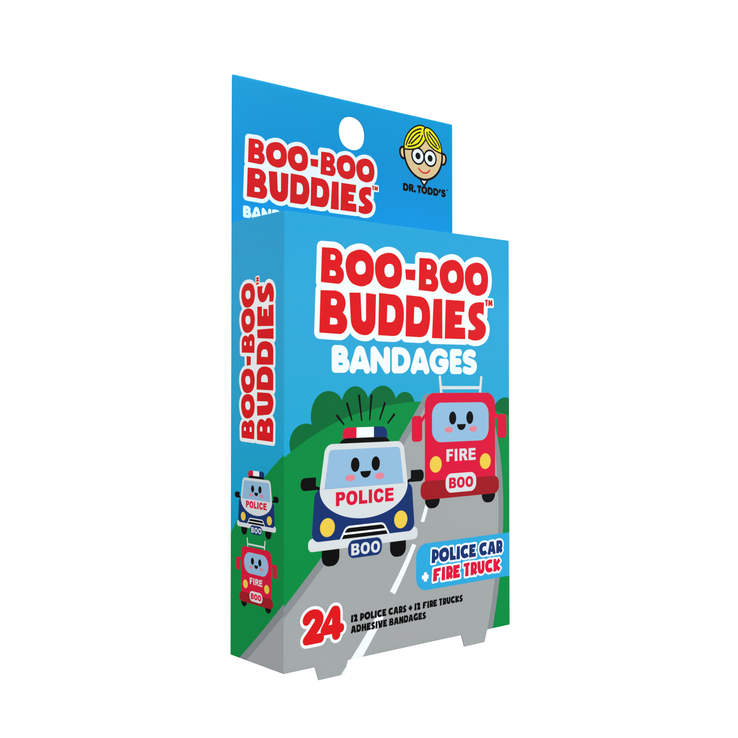 Police Car & Fire Truck Bandages for Kids – Waterproof, Latex-Free, 24 Count