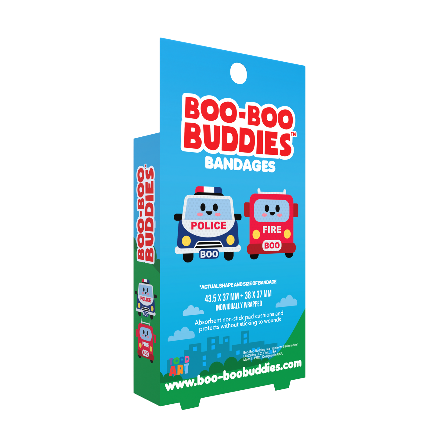 Police Car & Fire Truck Bandages for Kids – Waterproof, Latex-Free, 24 Count