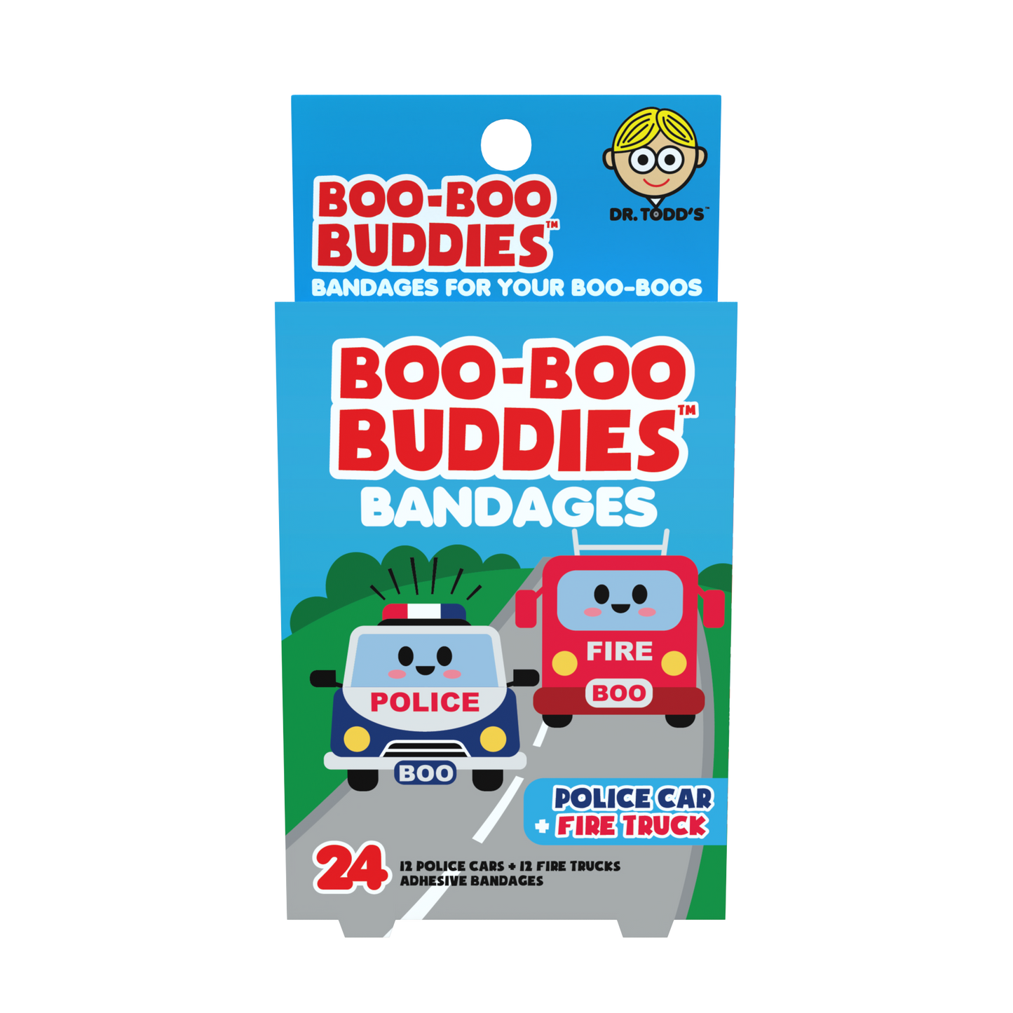 Police Car & Fire Truck Bandages for Kids – Waterproof, Latex-Free, 24 Count