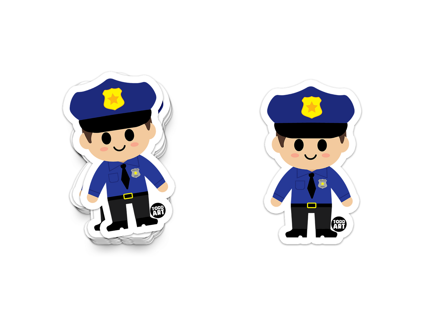 Boo Boo Buddies™ Policeman Sticker – Cute Kawaii Police Officer Vinyl Decal, Waterproof 3″ Die‑Cut
