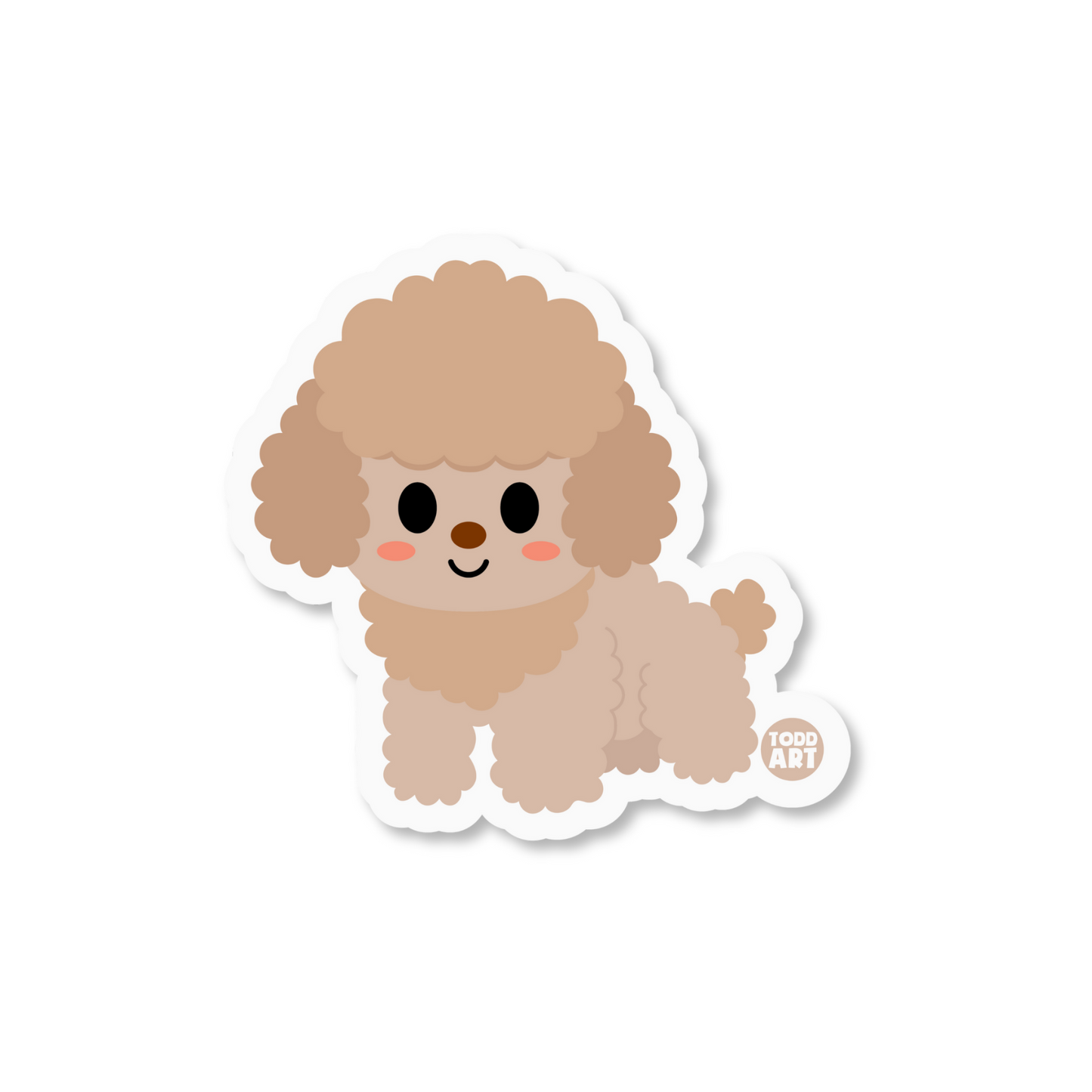Cute kawaii poodle dog vinyl sticker — glossy 3″ die‑cut with fluffy ears for pet lovers & planners