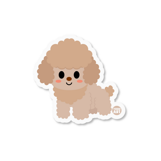 Cute kawaii poodle dog vinyl sticker — glossy 3″ die‑cut with fluffy ears for pet lovers & planners