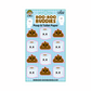 Funny 1-inch vinyl stickers with smiling poop and toilet paper, great for kids' crafts, water bottles, notebooks, and gag gifts.