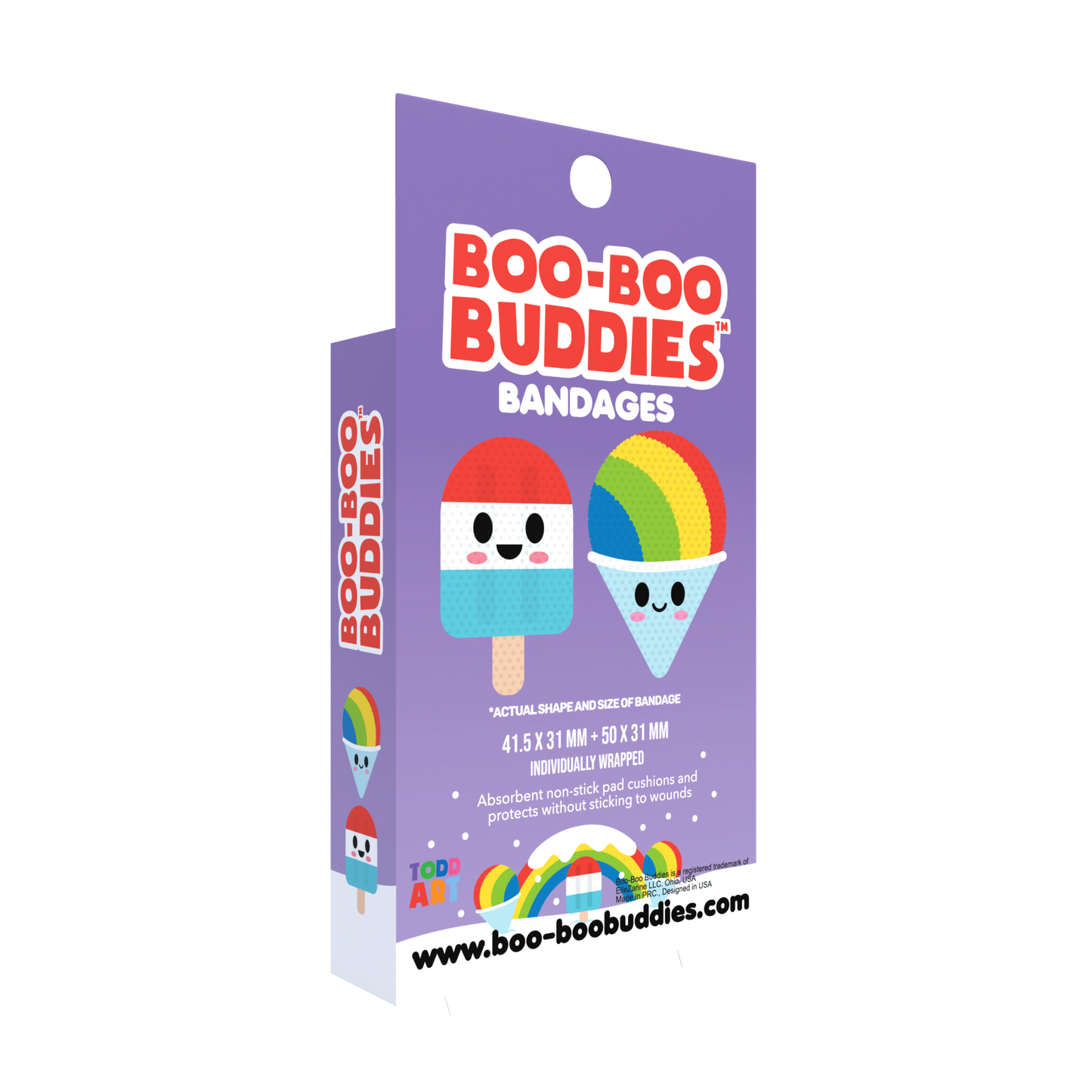 Popsicle & Snow Cone Bandages for Kids – Waterproof, Latex-Free, 24 Count | Dr. Todd’s Boo-Boo Buddies®